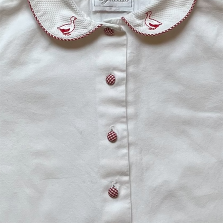 2A - Chemise blanche, vichy et petites oies Marque vintage